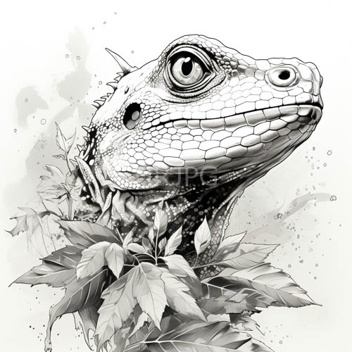 High Resolution: Iguana Unfolds with ObsidianHued Precision in Ancient Prehistoric Landscape download. | HRJPG.com