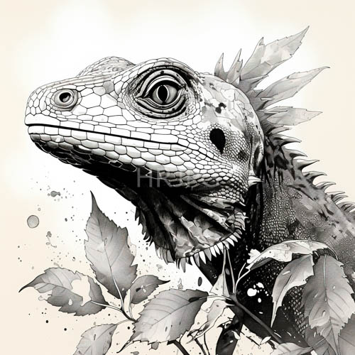 High Resolution: Iguana Formed by Monochrome Shading with Rugged Textured Patterns download. | HRJPG.com