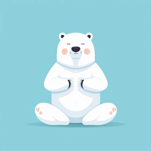 serenity in meditative crosslegged posture with plush fur texture and delicate rosy pigments