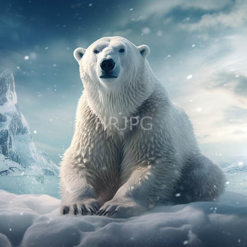 imposing polar bear commands pristine snowdusted tundra amidst arctic expanse