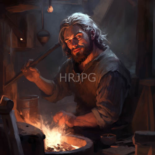 mastering fire and iron with weathered hands and eyes