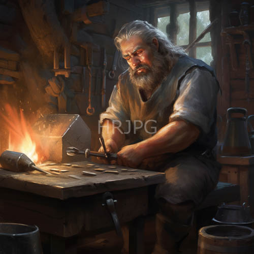High Resolution: Decayed Blacksmith Amidst Amber Flames and Ancient Timber download. | HRJPG.com