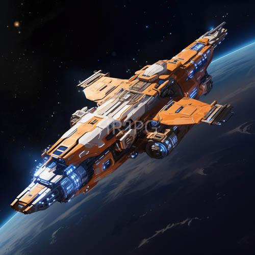 High Resolution: Prototypical Vessel Cuts Through Velvety Cosmic Expanse With Striking Orange Panels download. | HRJPG.com