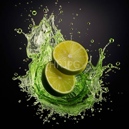 citrus spheres in liquid turbulence amidst obsidian depths and crystalline waters
