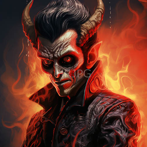 dusk filled obsidian horns tower over wrinkled crimsoneyed entity in subterranean realm