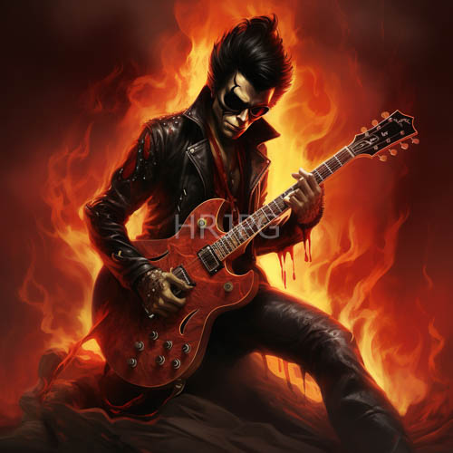 obsidiantoned trousers frame fierce muscian amidst tempestuous inferno