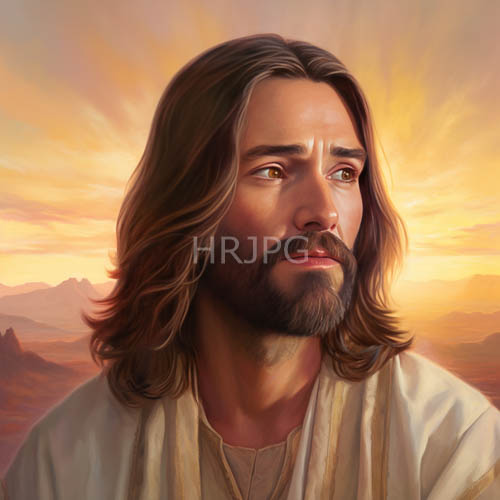 figure in pristine robes amid fading light of serene sunset over mountains