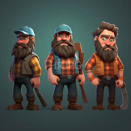 lumberjacks unite with vibrant teal gradient backdrop in modern composition