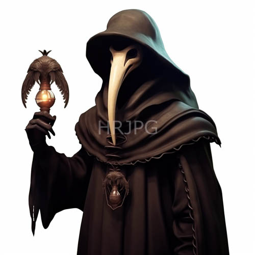 glowing silhouettes of hooded healers evoke somber mystery in ancient earthen tones