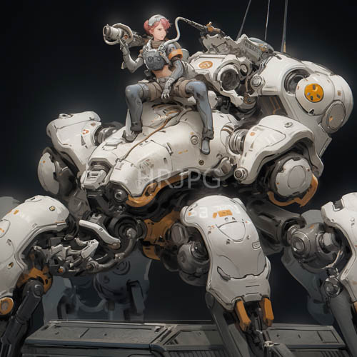 animeinspired pilot exudes confidence in cuttingedge futuristic armor against obsidian void