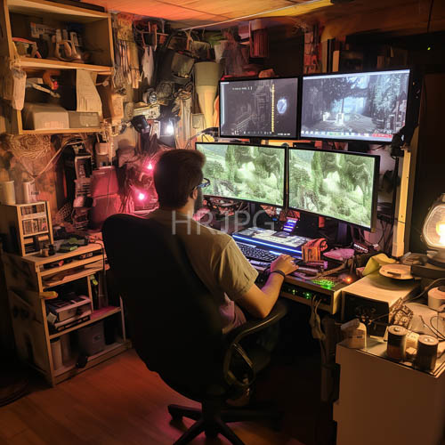 High Resolution: Shadows Coalesce in Sequestered Gaming Sanctuary with LowLight Rhythmic Intensity download. | HRJPG.com