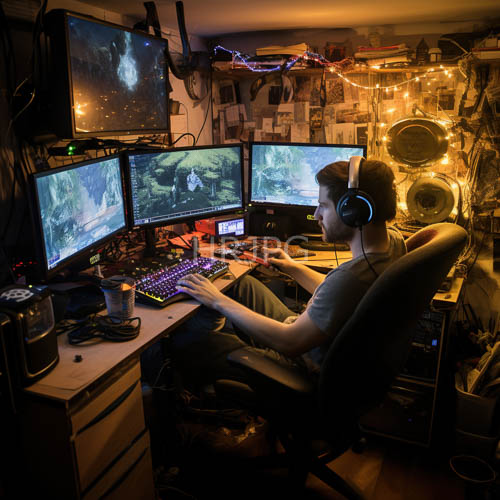 fairy lights cast atmospheric glow across creative workspace defined by livedin charm