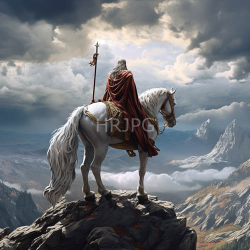 High Resolution: Venerable Warriors Command Mountain Precipices on SilverWhite Steeds download. | HRJPG.com