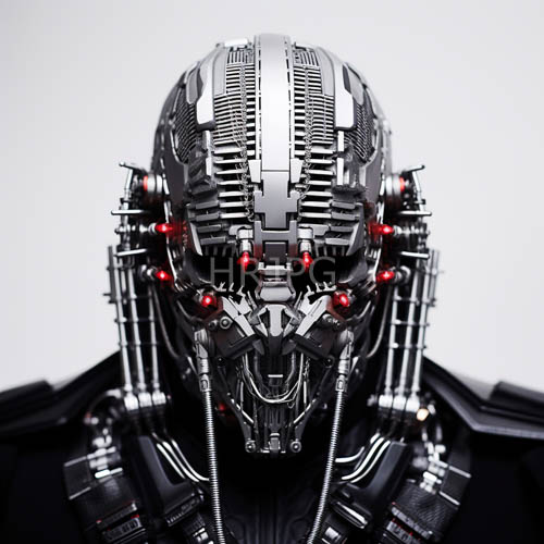 High Resolution: Mechanical Android Head: Silver and Black Robotic Sculpture download. | HRJPG.com