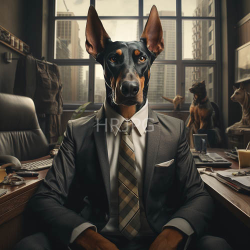 metropolitan canine executive anthropomorphic doberman art