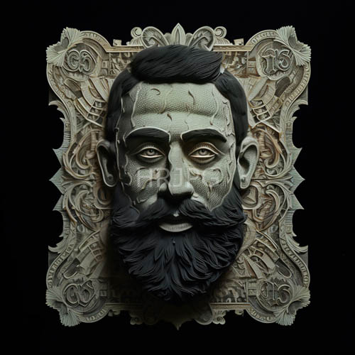 ancient stone guardian detailed bearded face sculpture