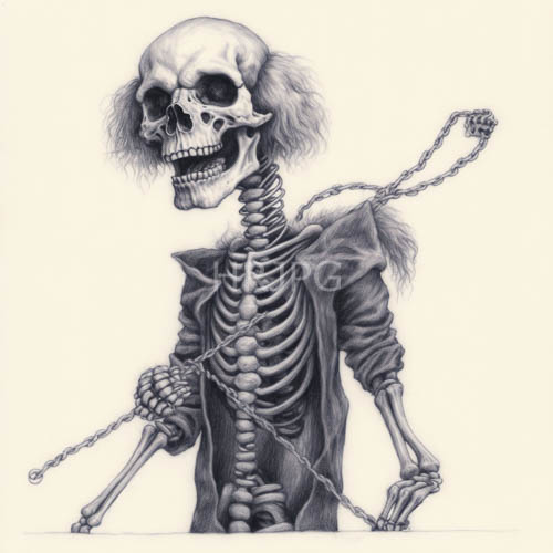 High Resolution: Anthropomorphic skeletons display grinning expressions in detailed line drawings download. | HRJPG.com