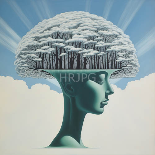 crown of winter teal skinned surreal female portrait