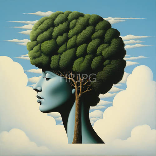 green canopy profile blue skinned female surreal portrait