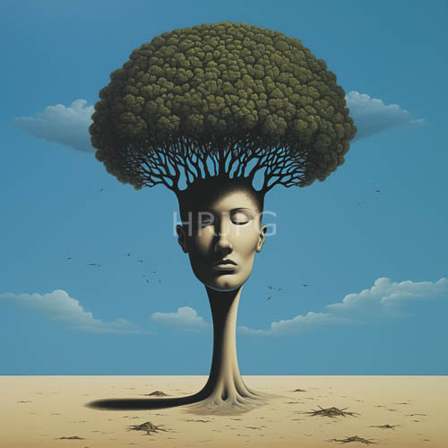 marble heads rest on sandy desert terrain in bright sunlight