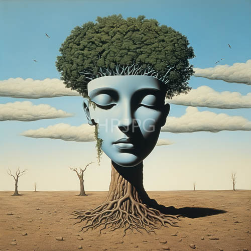 arid sand dunes feature blue skinned faces in dry ground