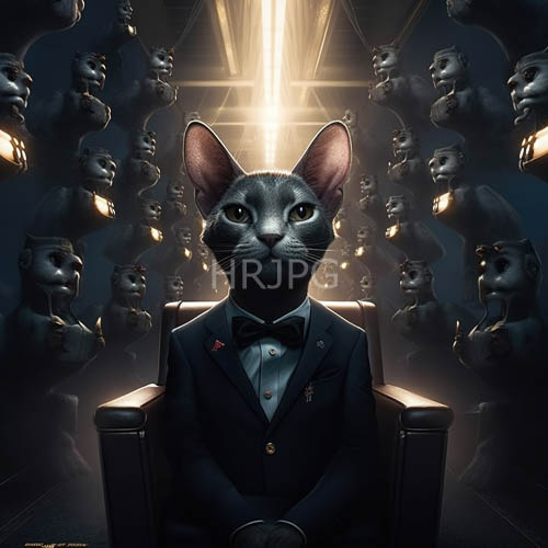 High Resolution: Black cats in blue tuxedos sit on ornate chairs download. | HRJPG.com