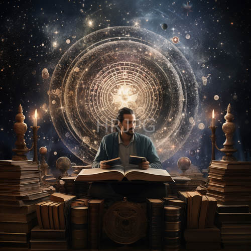 gossamer cosmos reading divine scholar amidst celestial rings