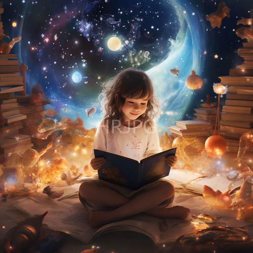 lantern lit starry autumn young girl reading with leaves