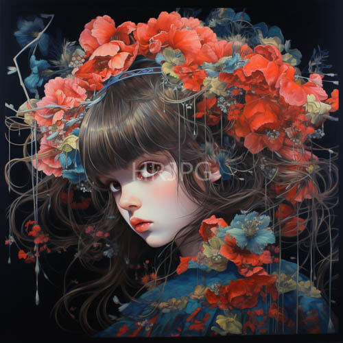 High Resolution: Vibrant floral crowns rest on heads of young women download. | HRJPG.com