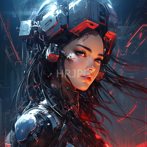 High Resolution: Cybernetic Geisha: Asian Woman with High-Tech Headgear download. | HRJPG.com