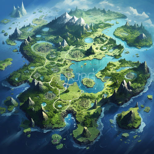verdant archipelago detailed cgi island landscape