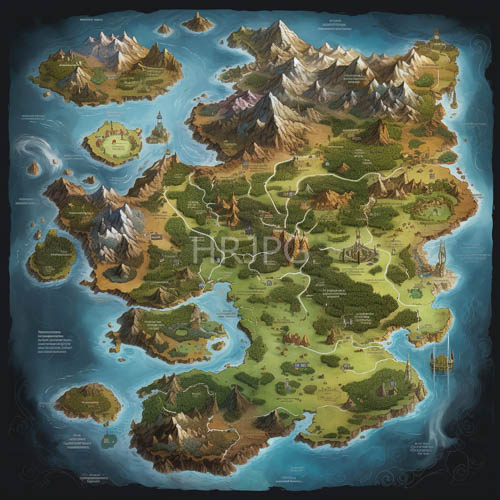 High Resolution: Kingdom maps show detailed fantasy land contours and coastlines download. | HRJPG.com