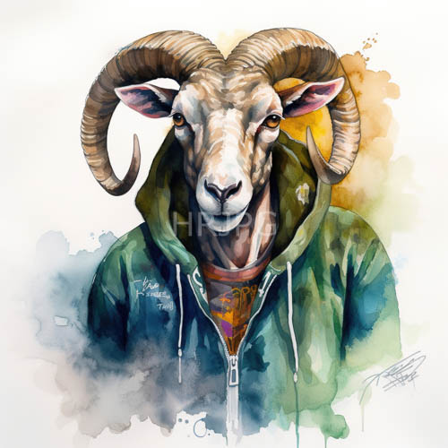 green hoodies fit anthropomorphic goat kids holding books