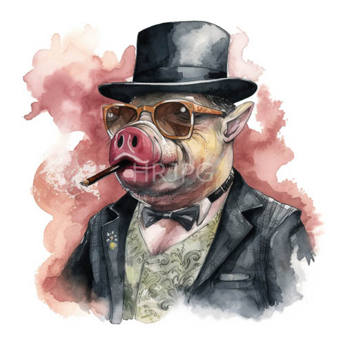 top hats dress anthropomorphic pig aristocrats in steampunk gear