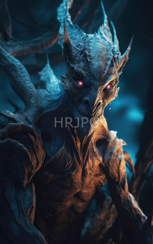 horned beasts emerge from shadows in dark forest environments
