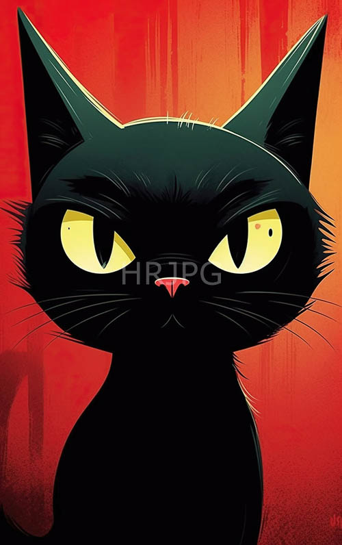 red gradient backdrops highlight black cat portraits in focus