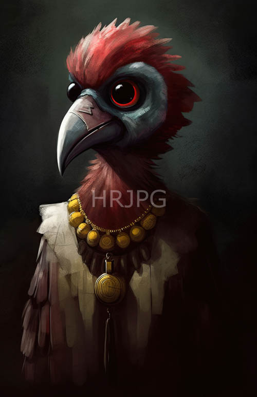 High Resolution: Avian humanoids pose in colorful feather bird portraits download. | HRJPG.com