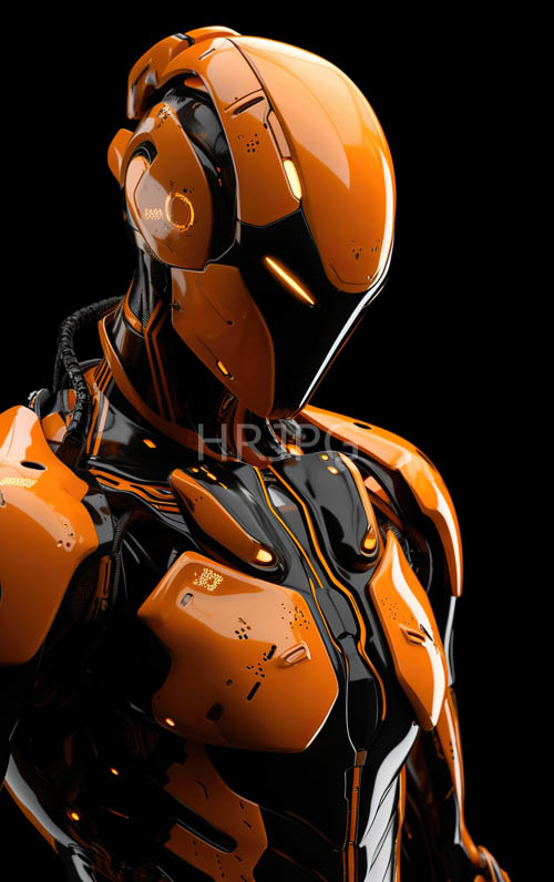 sleek orange android futuristic minimalist humanoid robot