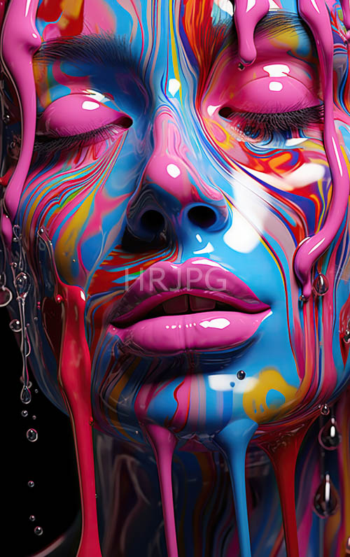 prismatic meltdown abstract dripping paint face