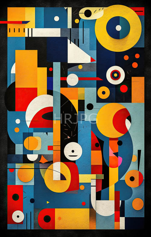 High Resolution: Abstract Geometric Canvas: Vibrant Circles and Textured Lines download. | HRJPG.com