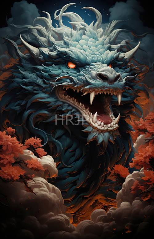 teal frost wolf fierce blue beast roaring in dark night