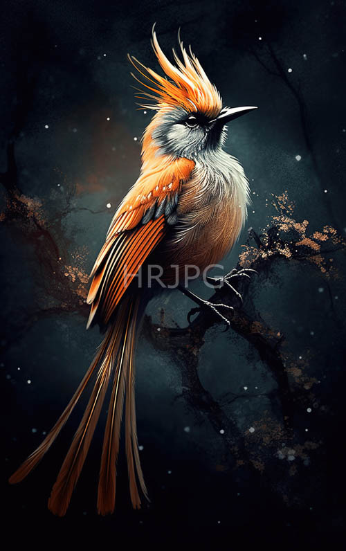 nocturnal woodpecker spiky orange and black plumage