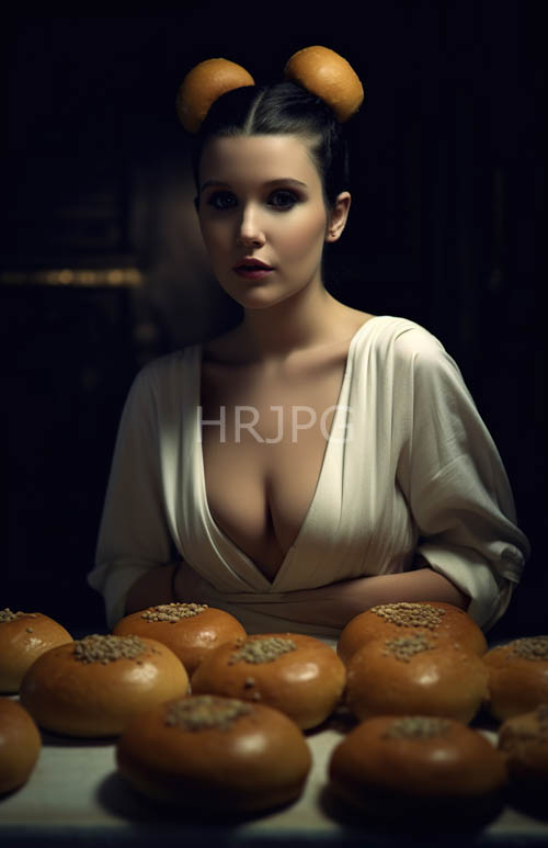 dual tone hair portrait woman with seeded bread rolls