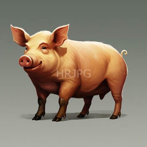 anthropomorphic pink pig gradient background