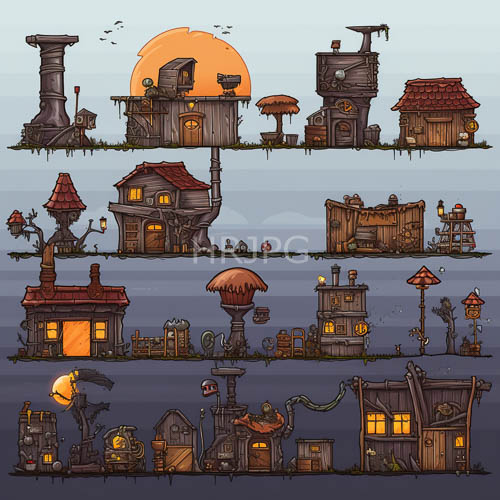 whimsical rustic wooden houses