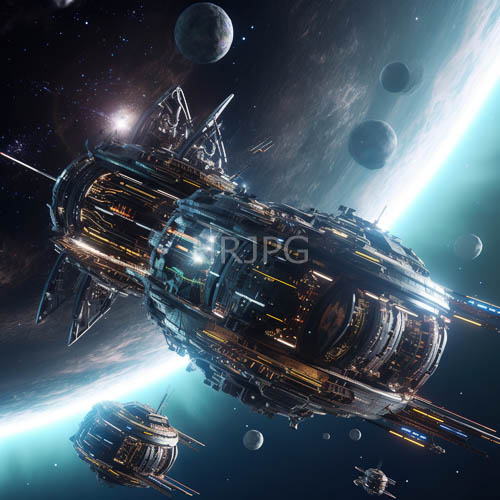 meticulously detailed cylindrical spacecraft