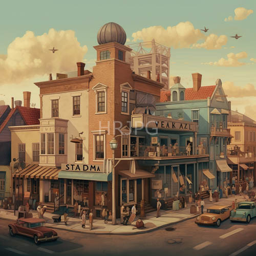 early 20th century urban street scene