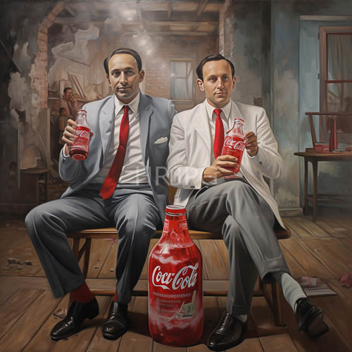 men in vintage suits on brick wall bench
