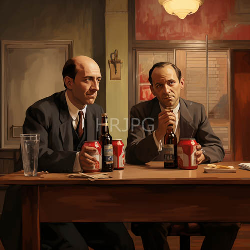 High Resolution: Contemplative Men in Dark Suits at Wooden Table download. | HRJPG.com