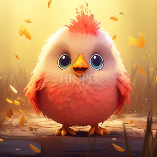 fluffy pink baby bird with blue eyes